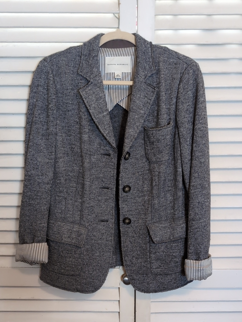 Banana Republic Womens Gray Knit Wool Blend Blazer